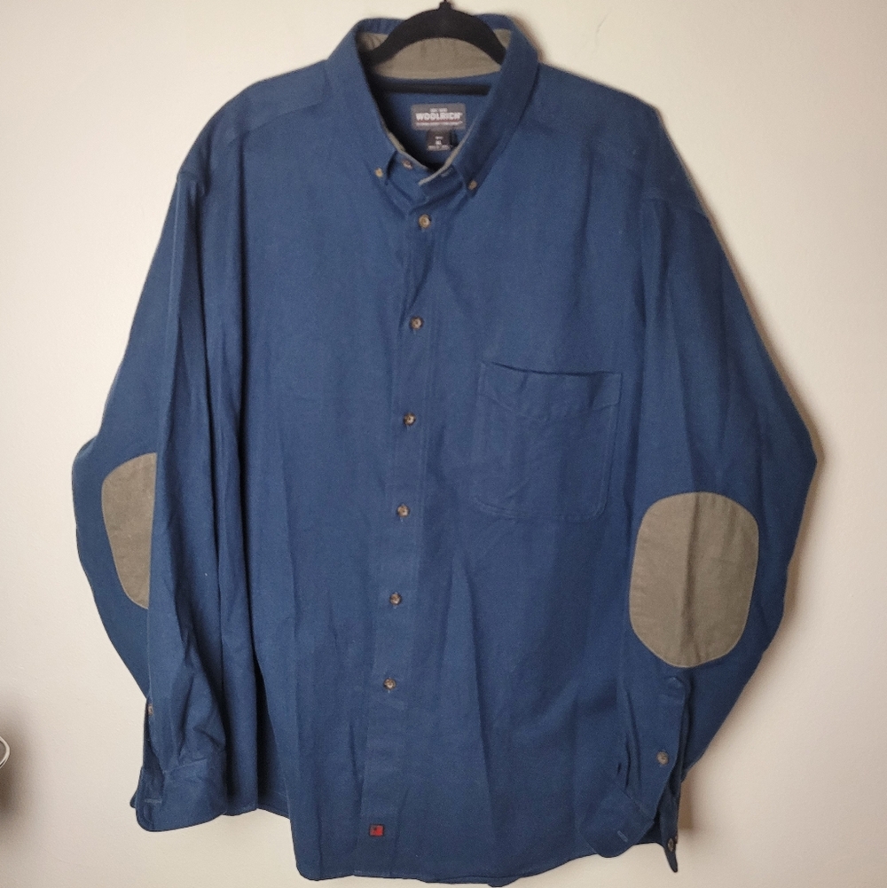 Woolrich Long Sleeve Button Down Elbow Patch Shirt Mens Size XLarge